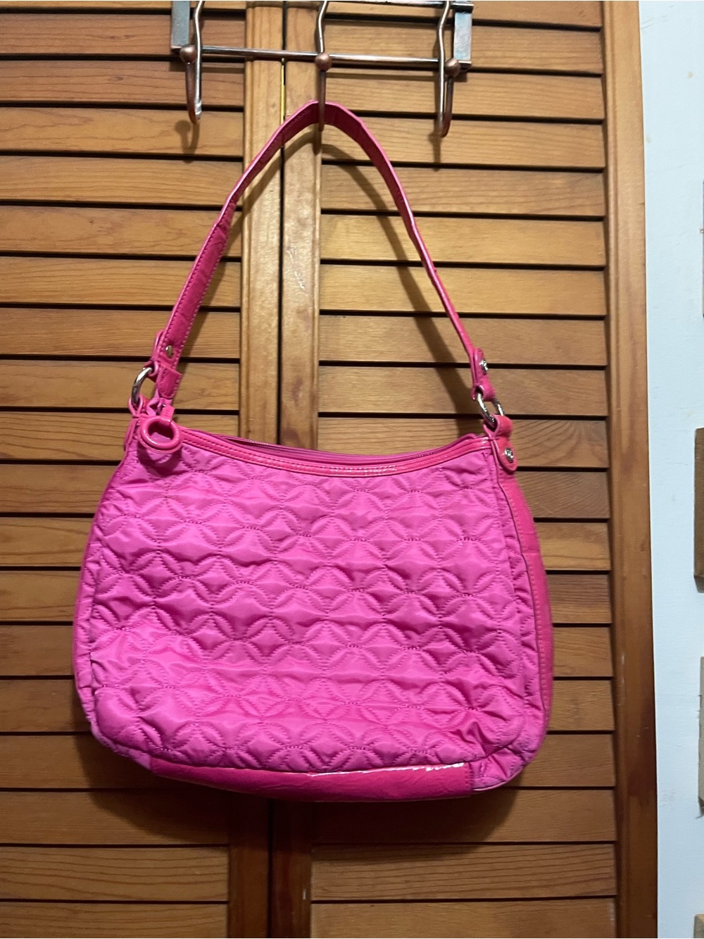 Quilted Hot Pink Shoulder Bag - Women's Everyday Handbag